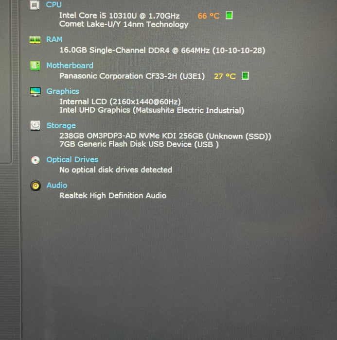 Panasonic ToughBook CF-33 TOUCH i5-10310U 16GB RAM 256GB SSD 840Hrs. READ!