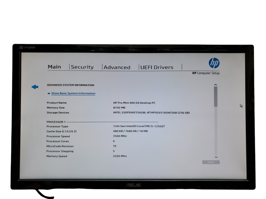 HP Pro Mini 400 G9, i5-12500T, 8GB DDR4, 256GB NVMe, No OS, *READ*