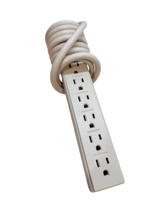 Lot of 5x White Power Extension Cords with Six Outlet | Power Strips | Q