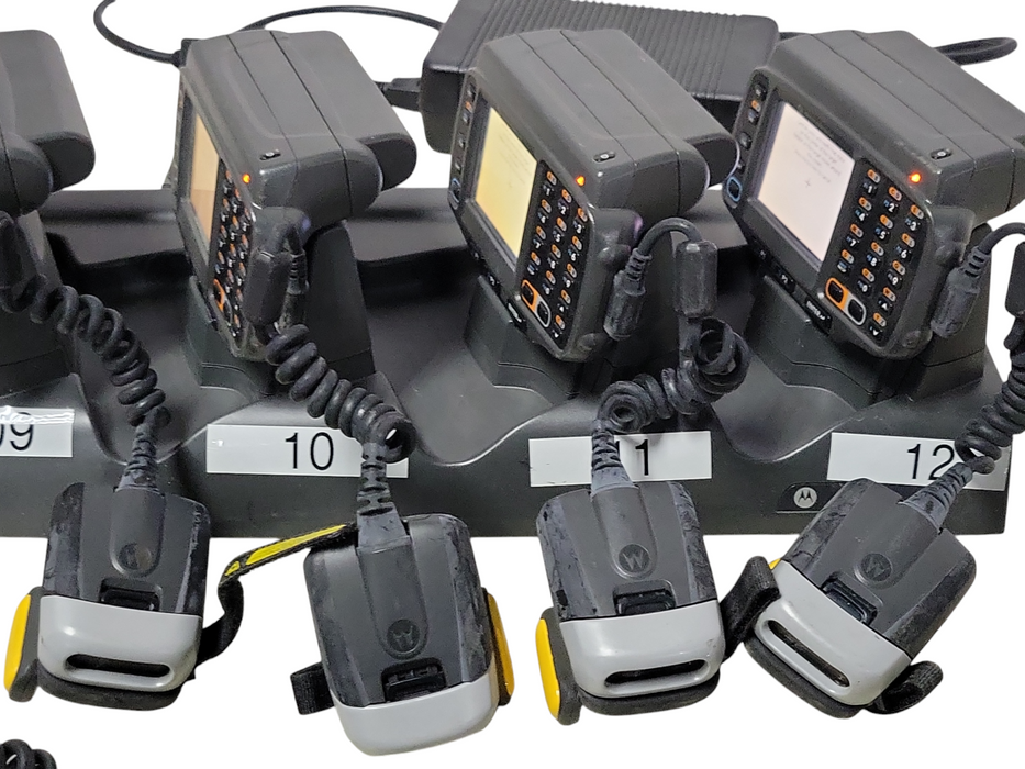Lot of 8x Motorola WT4090-WA0PC6GA2WR w/ 7x ring scanners and charger, READ _