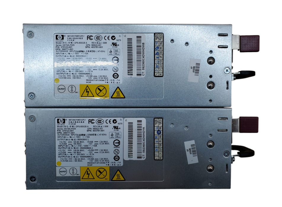 Lot 2x HP 1000W Switching Power Supply HSTNS-PD05 DPS-800GB A