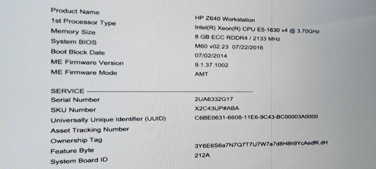 HP Z640 Workstation Xeon CPU|e5-1630 V4|8GB DDR4|NVS 310| No HDD Q