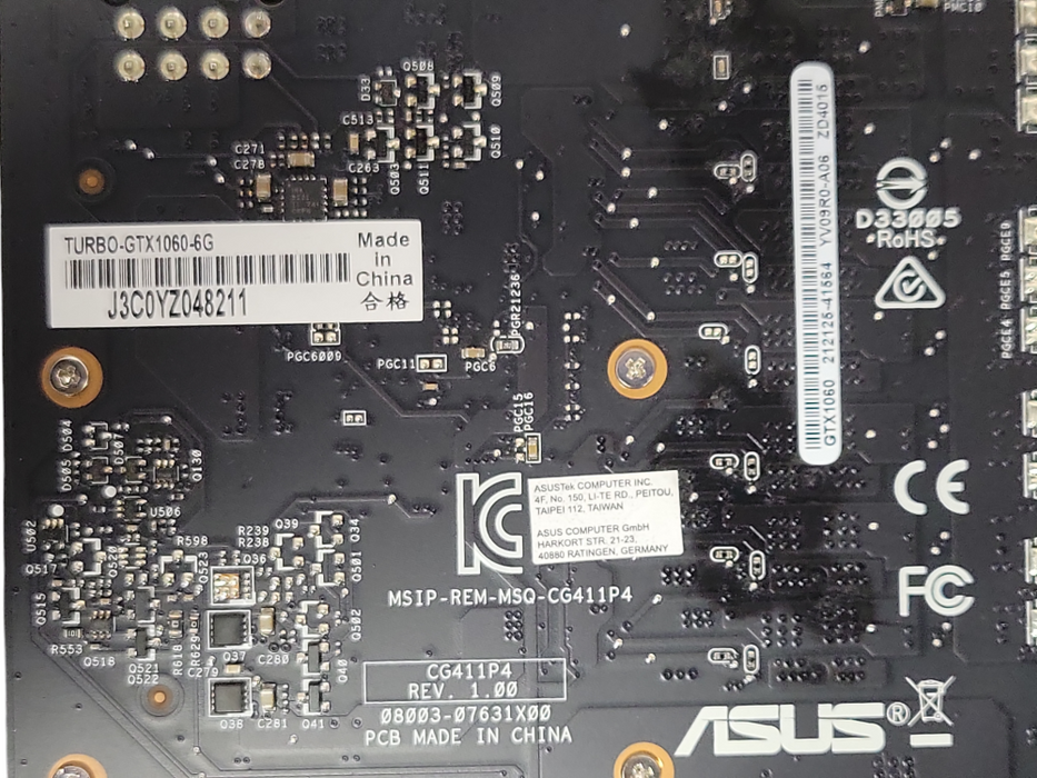 ASUS GeForce GTX 1060 Turbo 6GB GDDR5 Video Graphics Card Turbo-GTX1060-6G Q-