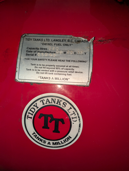 Tidy Tanks 320L Diesel Tank w/Fill-Rite FR152 Series 5200 Hand Pump