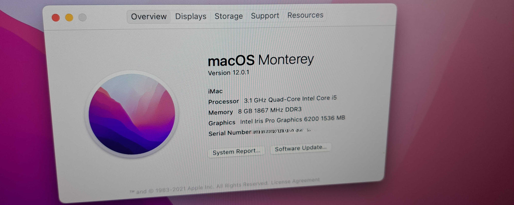 Apple iMac A1418 | i5-5675R|8GB DDR3 RAM|1TB HDD|Irish Pro 6200 GPU