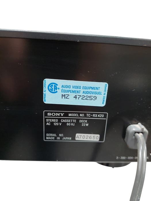 Sony Stereo Cassette Deck Model: TC-RX420  =