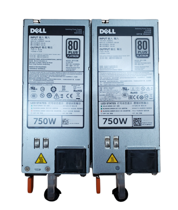 Lot 2x Dell 750W Server Power Supply (DP/N: 09PXCV & 079RDR)
