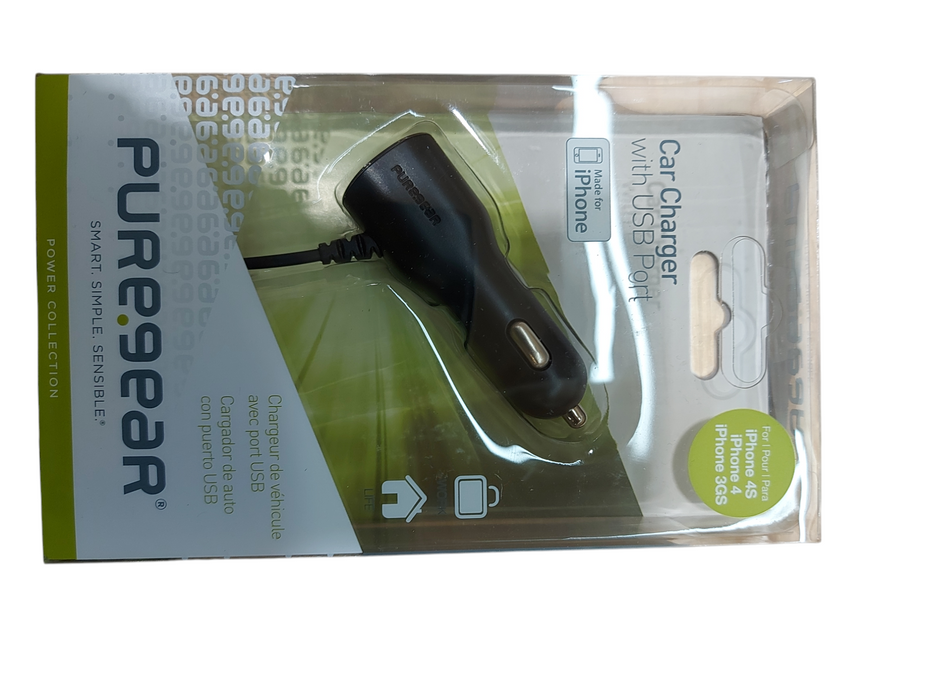 Lot 3x PureGear Car Charger USB iPhone 4/4s/3GS