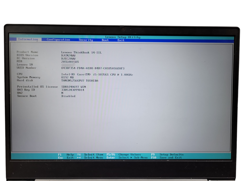 Lenovo ThinkBook 14 IIL i5-1055G1 1.0GHz 8GB Ram 256GB READ ! Lap200