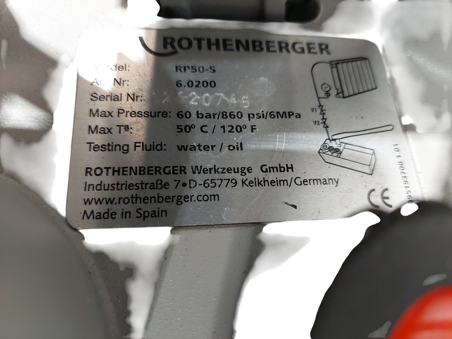 Rothenberger Pressure Test Pump Model: RP 50-s =