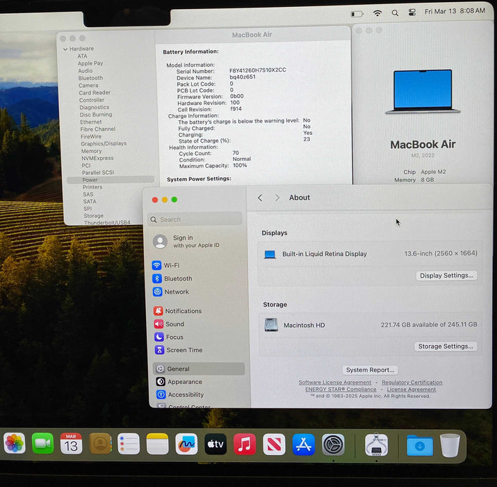 Apple MacBook Air 13 M2 2022 Space Gray 8GB RAM 256GB SSD No Power  Adapter