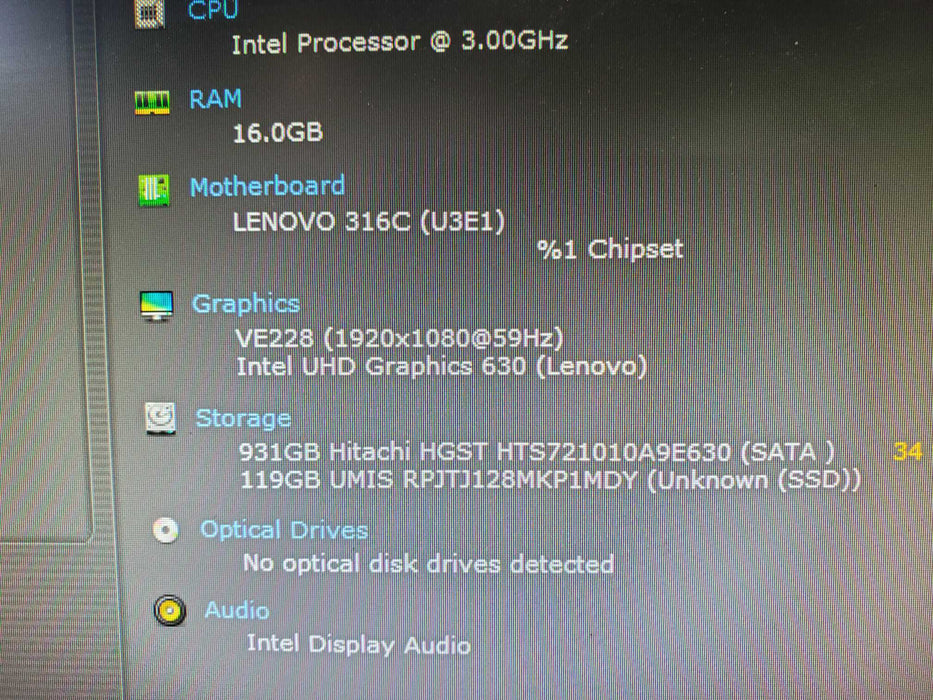 Lenovo ThinkCentre M80q i3-10100T, 16GB ram, 128GB NVMe 1TB HDD wifi