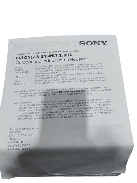 Sony UNI-ONL7C2 Clear Dome Outdoor Pendant-Mount Housing  Q