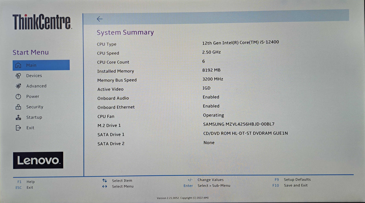 Lenovo ThinkCentre Neo 50s Gen3 Intel Core i5-12400, 8GB DDR4, 256GB NVMe )