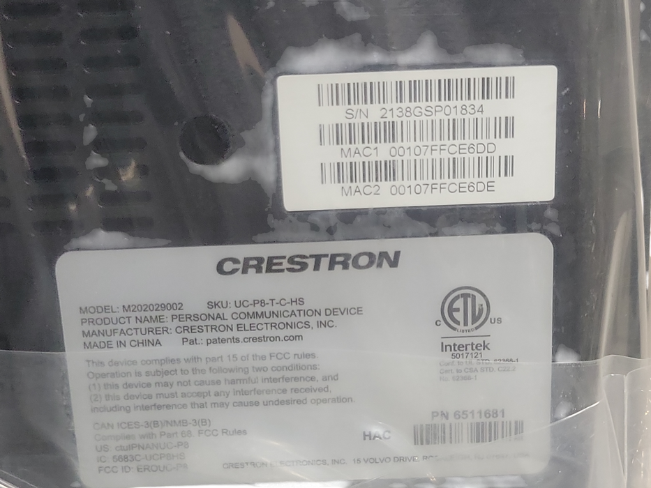 Open-Box Crestron UC-P8-T-C-HS Flex 8in. Video Desk VoIP Phone w/Handset  _