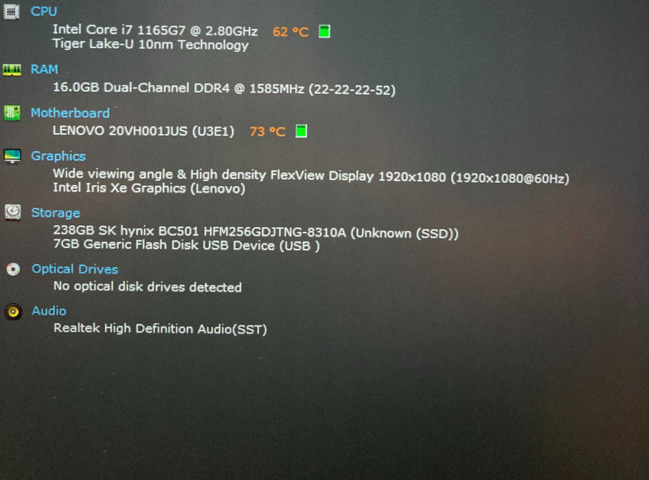 Lenovo ThinkPad L13 Gen 2 TOUCH Core i7-1165G7@2.8GHz 16GB RAM 256GB SSD  Lap200