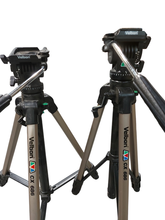 LOT 2x Velbon Videomate 607 Tripod With Vel-Flo 9 PH-368 Fluid Panhead Head