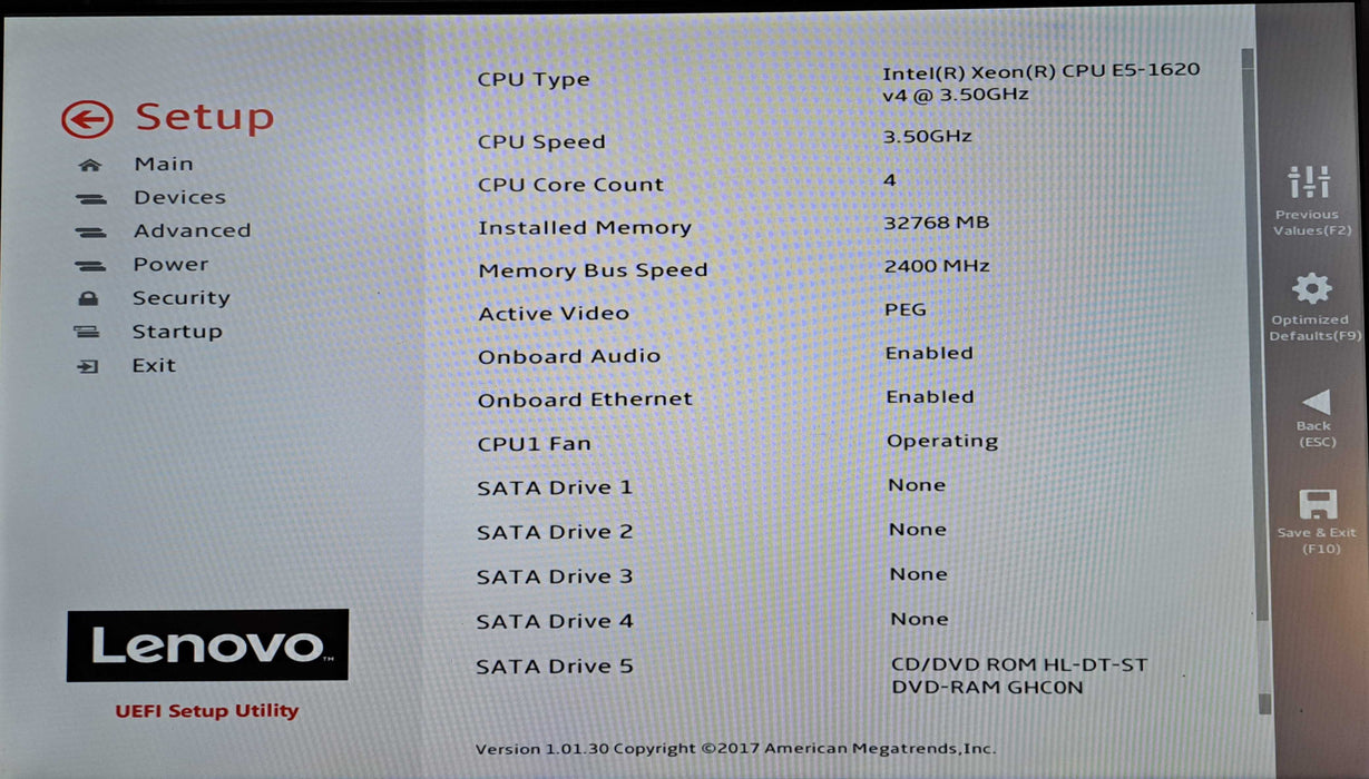 Lenovo ThinkStation P510 | Xeon E5-1620 v4 3.50GHz, 32GB DDR4, No HDD/GPU )