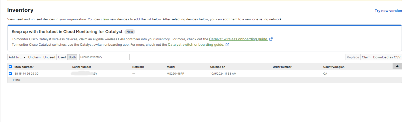 Cisco Meraki MS220-48FP | 48-Port Gigabit PoE Cloud-Managed Switch |UNCLAIMED