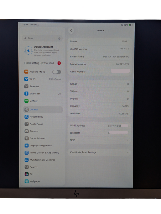 Apple iPad Air 4th Generation 64GB UNLOCKED Please READ  -