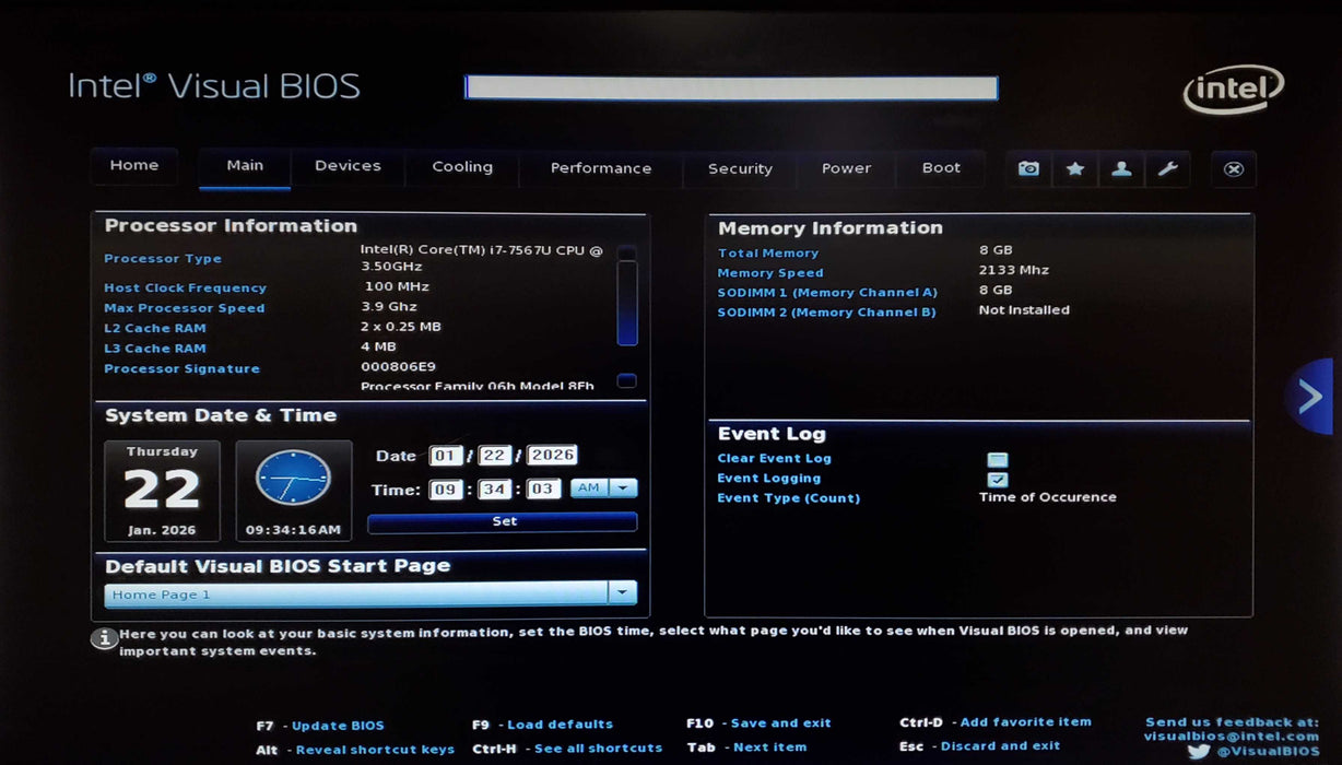 Intel NUC7i7BNH NUC - Intel Core i7-7567U, 8GB RAM, 256GB NVMe