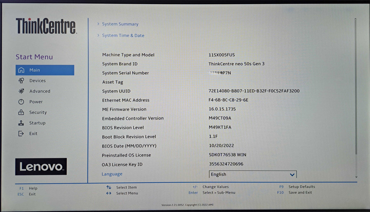 Lenovo ThinkCentre Neo 50s Gen3 Intel Core i5-12400, 8GB DDR4, 256GB NVMe )