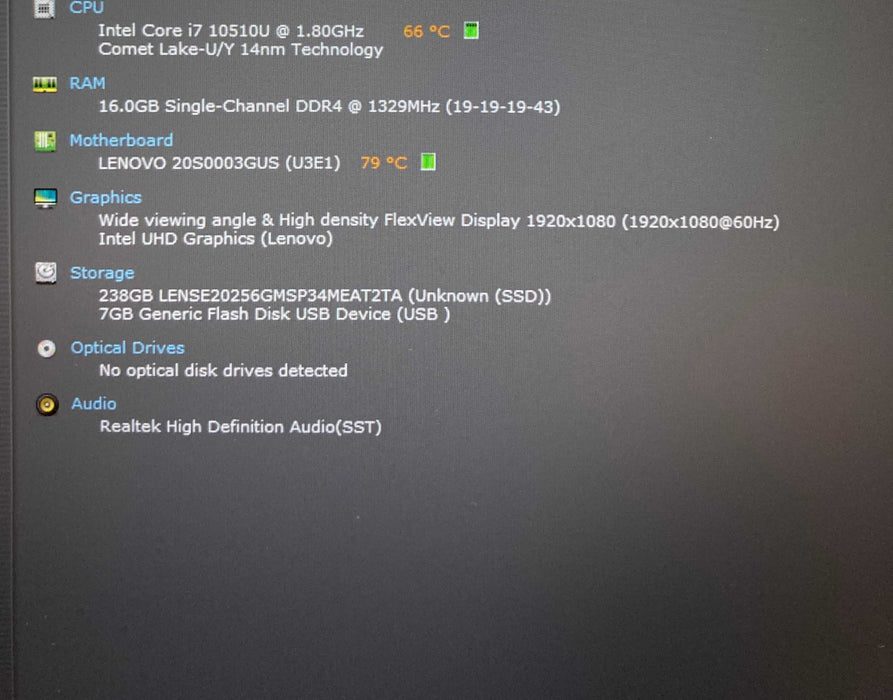 Lenovo ThinkPada T14 Gen 1 Core i7-10510U@1.80GHz 16GB RAM 256GB SSD   Lap200
