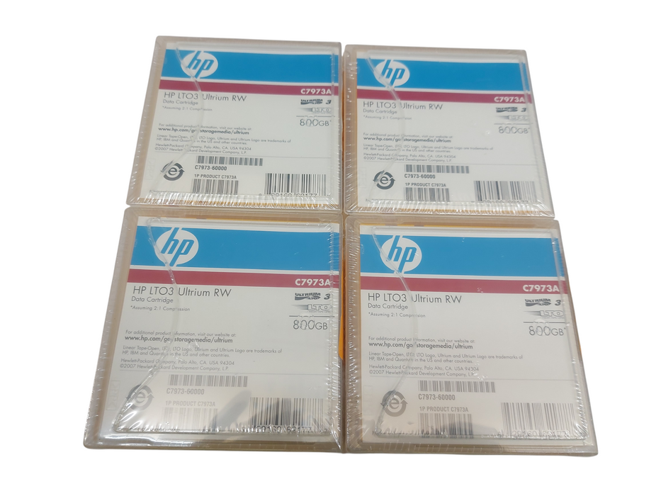Lot 4x - HP LTO3 Ultrium RW C7973 800GB Data Cartridges Sealed