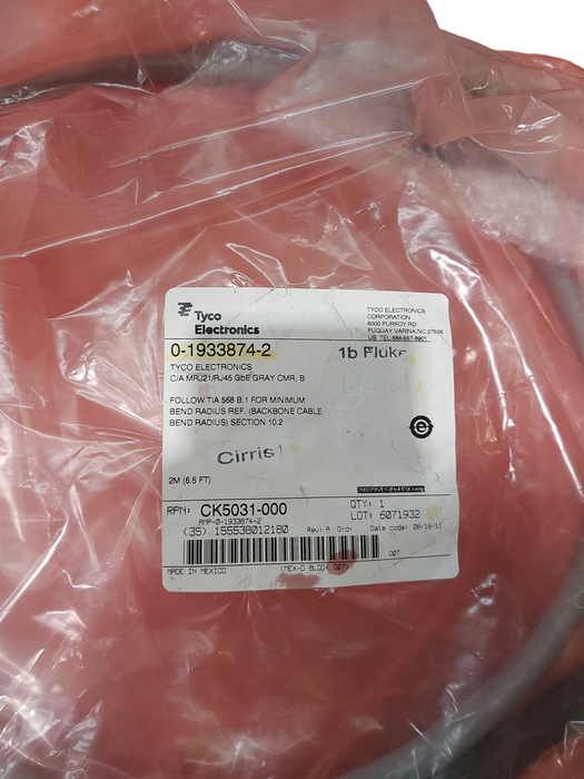 Lot 2x TE 1933873-3 CAT6 Ethernet Cable – Industrial RJ45 2M/6.5ft  Q