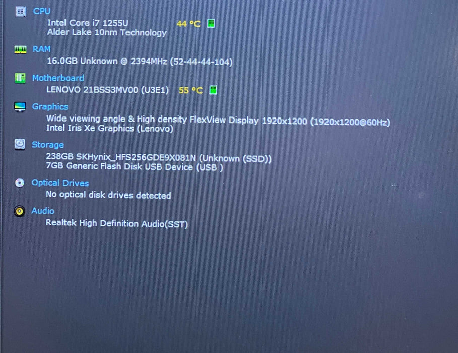 Lenovo ThinkPad T14s Gen 3 Core i7-1255U@1.70GHz 16GB RAM 256GB SSD  Lap200