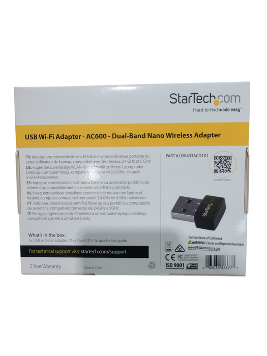 Lot 5x StarTech Wi-Fi Adapter - AC600 Dual-Band Nano Wireless USB433ACD1X1 Q