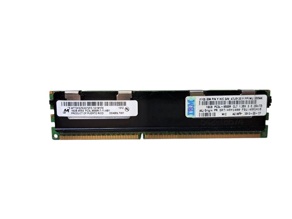 Micron 16GB 4RX4 PC3L-8500R | DDR3 Server Memory w/ Heatsink Q