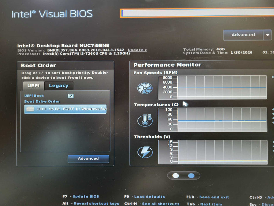 Intel NUC7i5BNB Mini PC| Intel Core i5-7260U @2.20GHz, 4GB DDR4, 120GB NVM !
