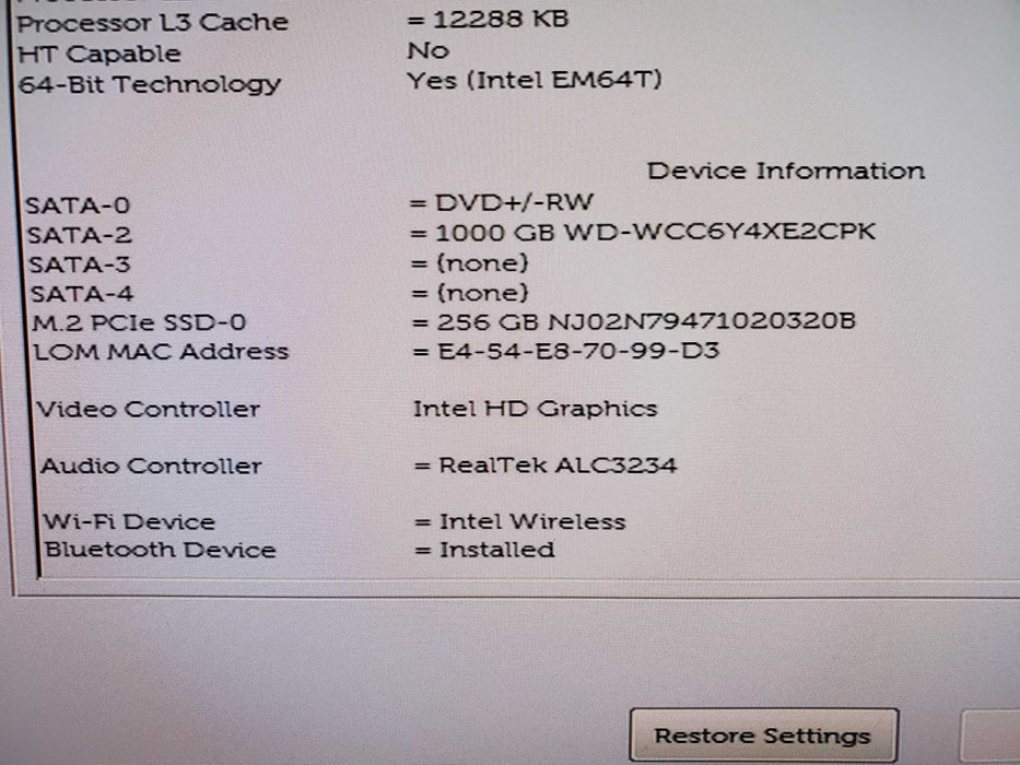 Dell Optiplex 7070 i7-9700 @ 3.00GHz 16GB Ram 256GB NVME 1TB HDD DVD NO OS