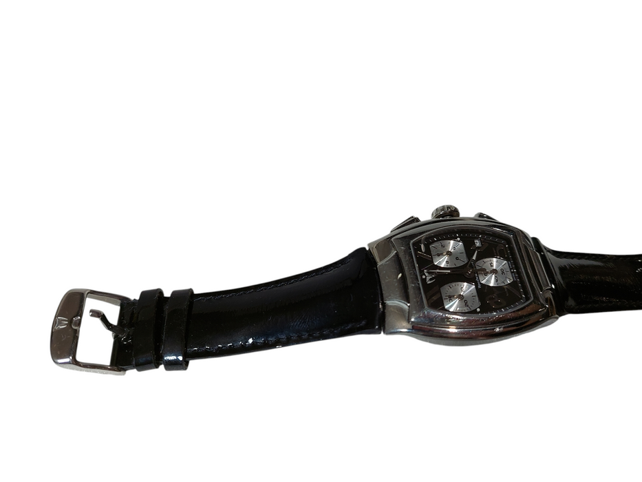 TechnoMarine Swiss Made Saphire Crystal Ladies Black Leather w Date  =