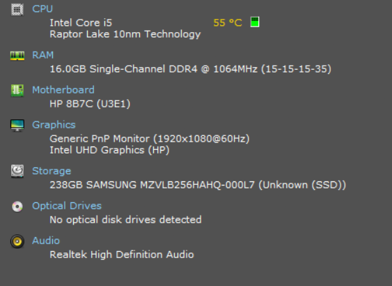 HP ProBook 450 G10, i5-1334U, 16GB DDR4, 256GB NVMe, PWR  Lap200