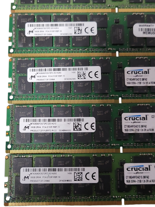 Lot of 8x Micron 16GB 2Rx4 PC4-2133P-R DDR4 Server RAMs Q_