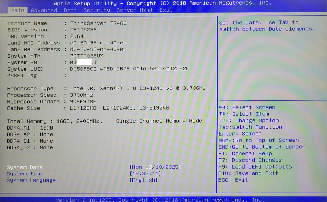 Lenovo TS460, 1x Xeon E3-1240v6 3.70GHz, 16GB, 7x 1.2TB HDDs MR SAS 9340-8i _