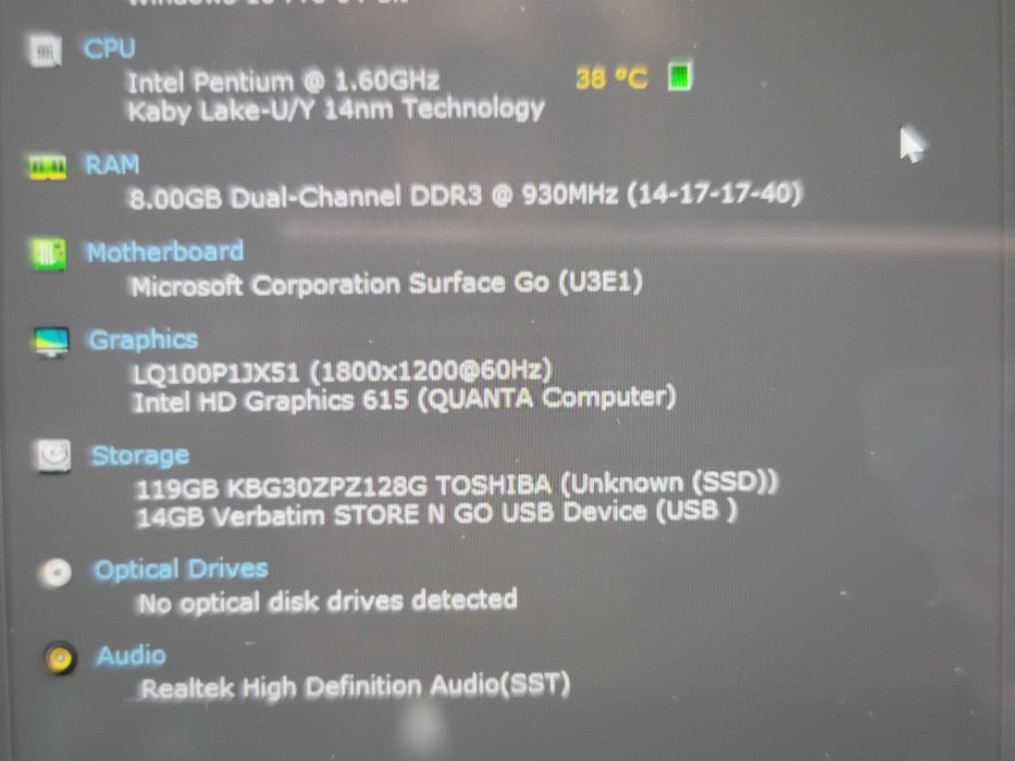 Microsoft Surface Go Pentium 4415Y 8GB RAM 128 GB SSD READ  β BudLap