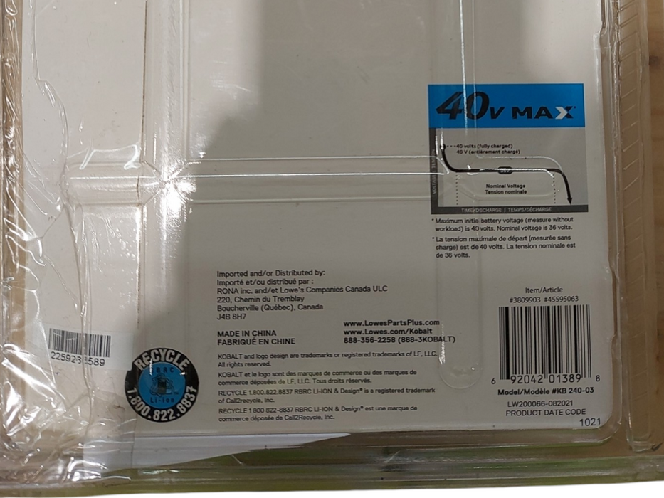Kobalt 40v Max 4.0Ah Lithium-ion Battery (KB 240-03)