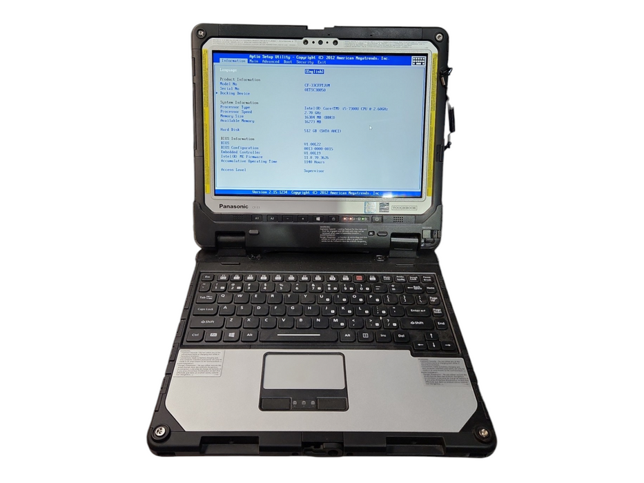 Panasonic Toughbook CF-33, i5-7300U, 16GB RAM, 512GB, 1140 Hours  Lap200