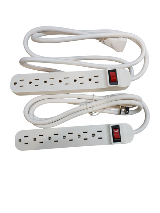 Lot 2x Belkin F9P609-05R-DP Power Strip 6 Outlets 5' Right-Angle Cord