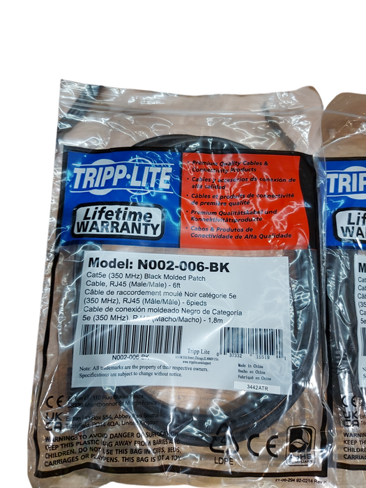 Lot 5x Tripp Lite N002-006-bk Category 5e Network Patch Cable Black Q