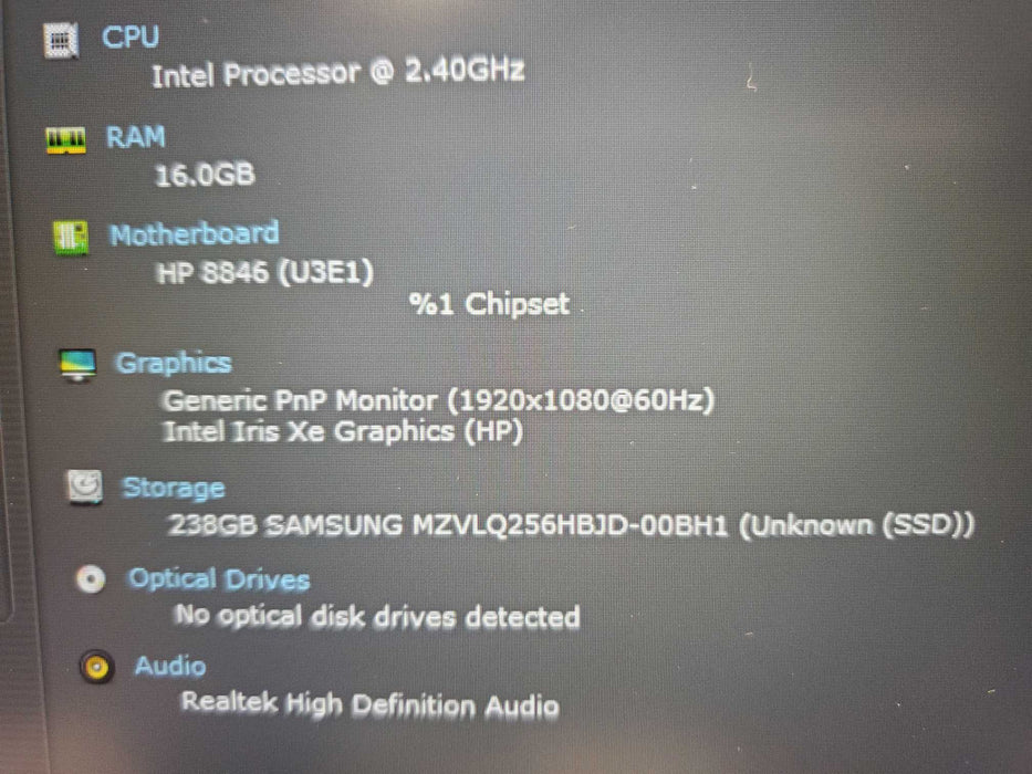 HP EliteBook 850 G8 Core i5-1135G7@2.40GHz 16GB RAM 256GB SSD read  Lap200