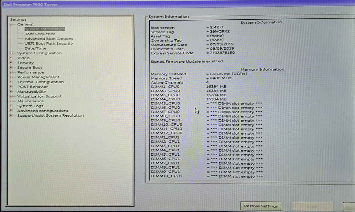 Dell Precision 7920 | Xeon Gold 5118 @2.30GHz, 64GB DDR4, 2x P620, 1400W PSU )