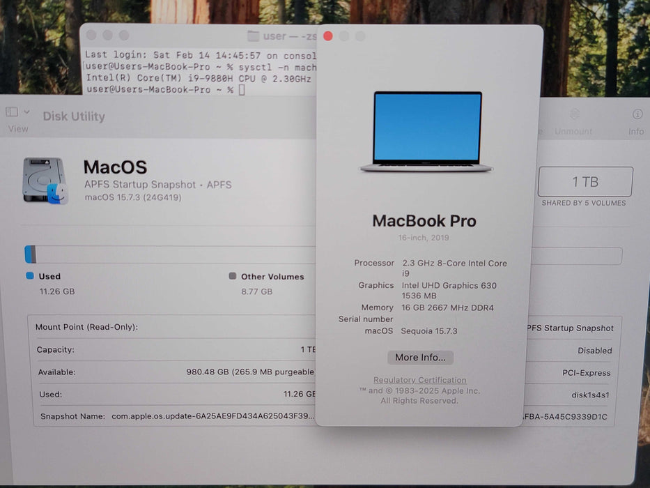 Apple Macbook Pro 2019 16" 8-Core i9-9880H @ 2.3GHz 16GB DDR4 1TB SSD GPU (