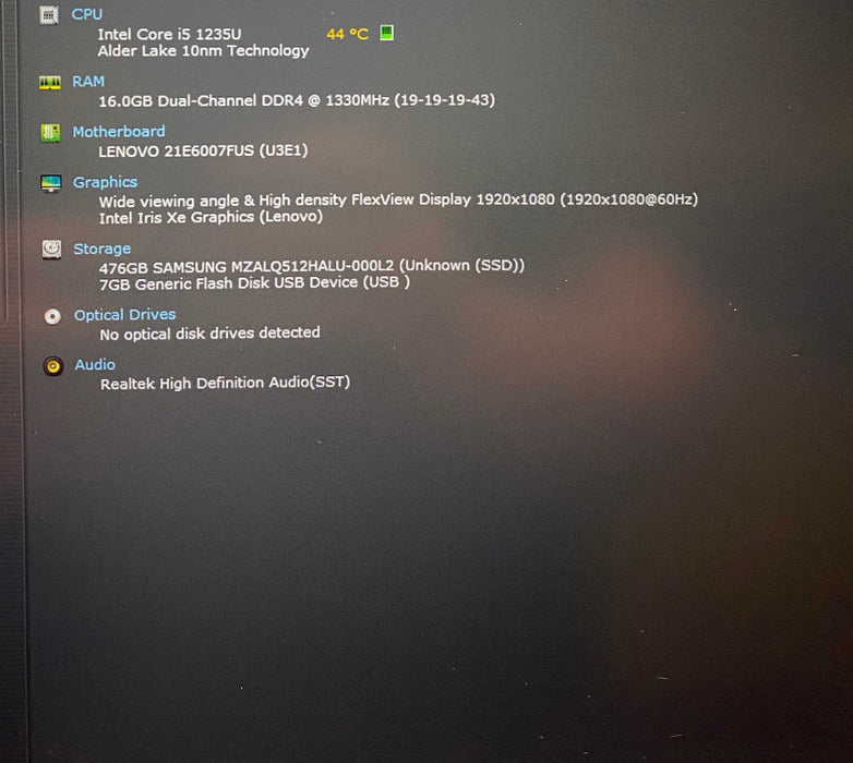 Lenovo ThinkPad E15 Gen 4 Core i5-1235U@1.30GHz 16GB RAM 512GB SSD  Lap200