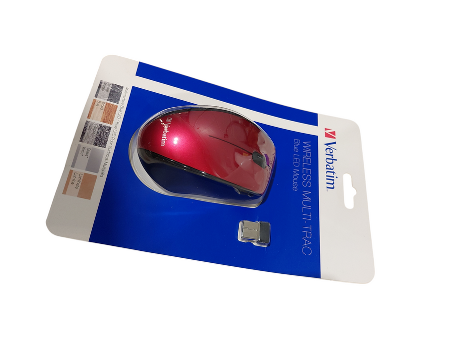 Verbatim Multi-Trac Wireless Blue LED Mouse Red ( New )  =