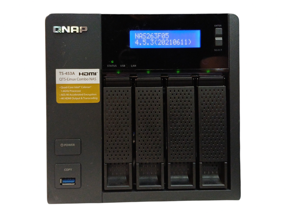 QNAP TS-453A 4-Bay NAS, Celeron N3160 1.60GHz, 4GB RAM w/ 4x1TB HDDs