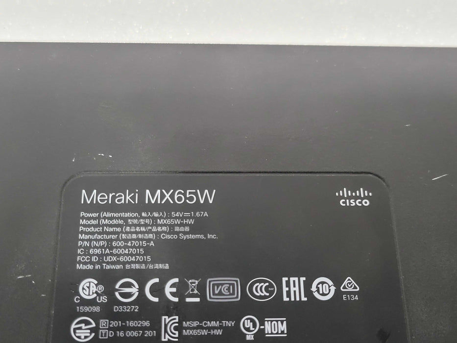 Lot of 2x Cisco Meraki MX64W/MX65W Cloud Security Appliances, READ _